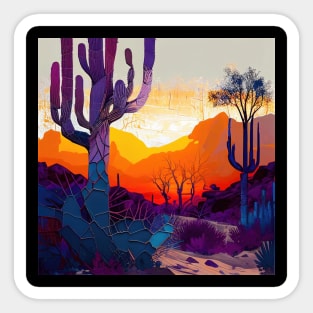 Colorful Cactus Desert Sunset Sticker